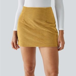 NWT Halara High Waisted 2-in-1 A Line Mini Corduroy Casual Skirt | XS
